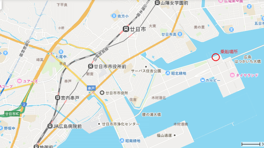 乗船場所の地図