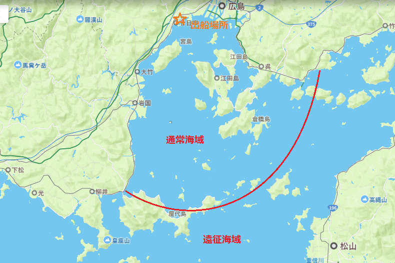 通常海域・遠征海域の区分けマップ